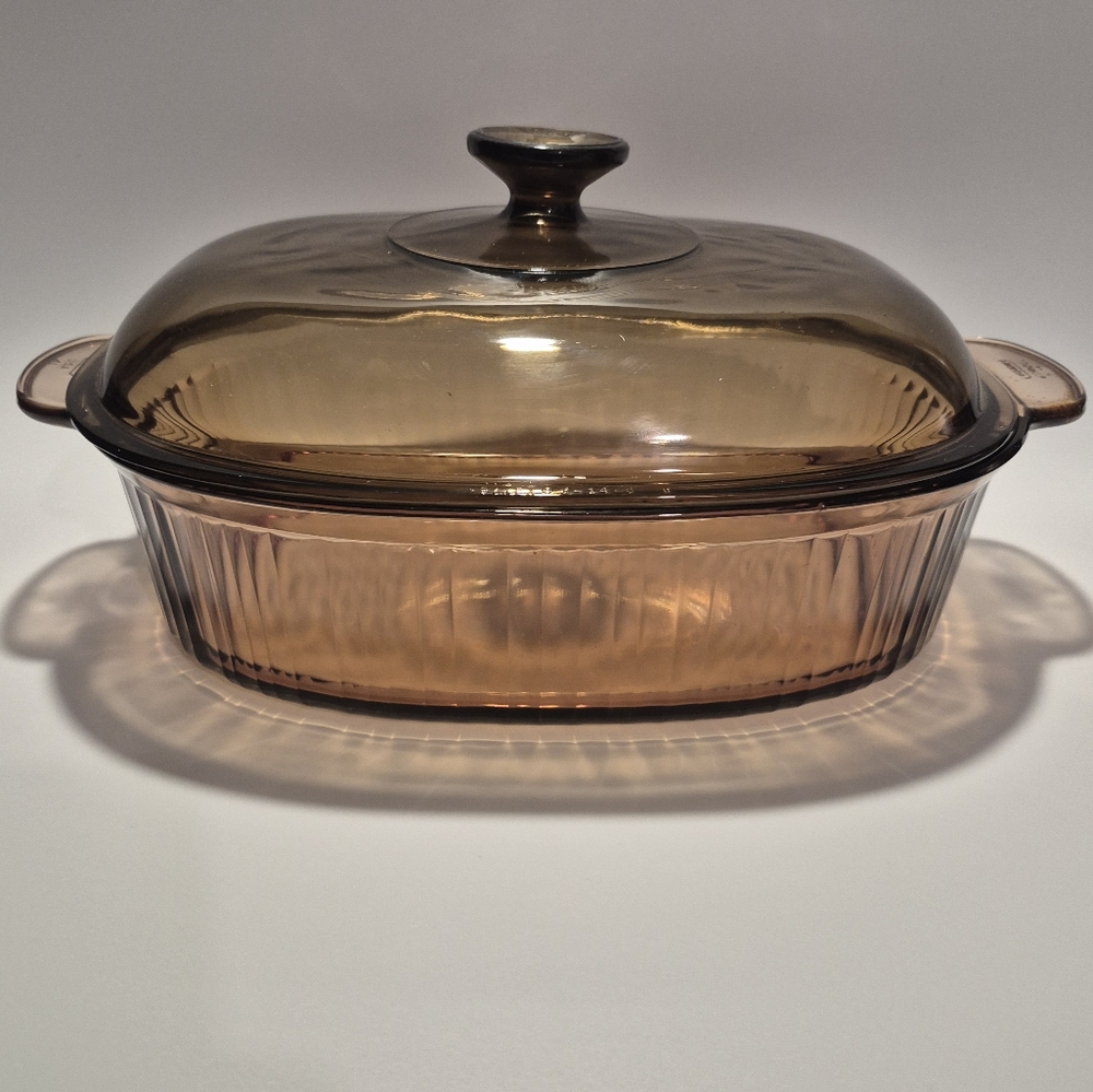 Vision By Corning 4 Litre Roaster Amber Glass Baking Dish with Lid. VGC